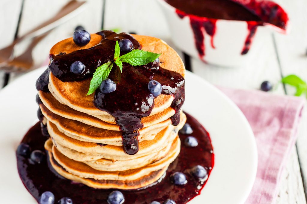 Sugar Free Pancakes with Blueberry Sauce