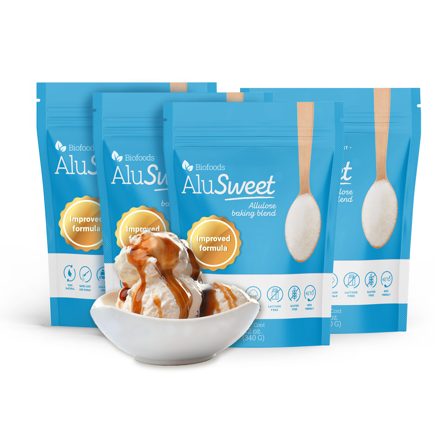Biofoods AluSweet, Allulose based Sweetener, Pack of 4 (12 Oz each )