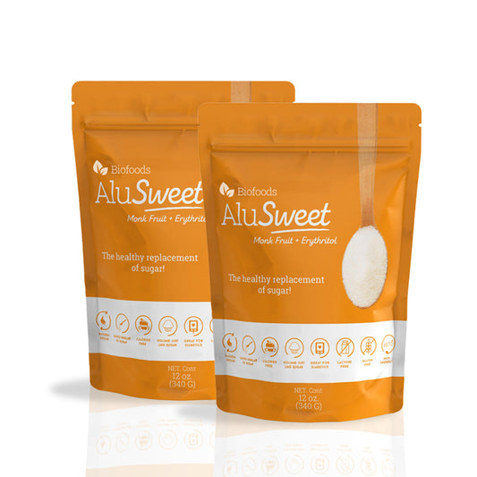 Biofoods Alusweet Erythritol + Monkfruit Sweetener, Pack of 2 (12 Oz each )