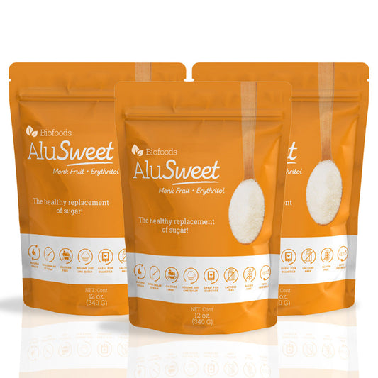 Biofoods Alusweet Erythritol + Monkfruit Sweetener, Pack of 3 (12 Oz each )