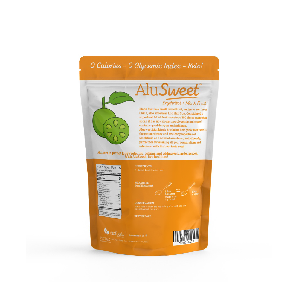 Alusweet Erythritol + Monkfruit Sweetener (12 Oz)